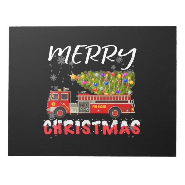 Bloc De Notas Familia de Navidades de bomberos de camiones ciruj (Frente)