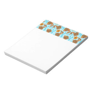 Bloc De Notas Familia de Nutrias Flores Naranjas Floral Animal A