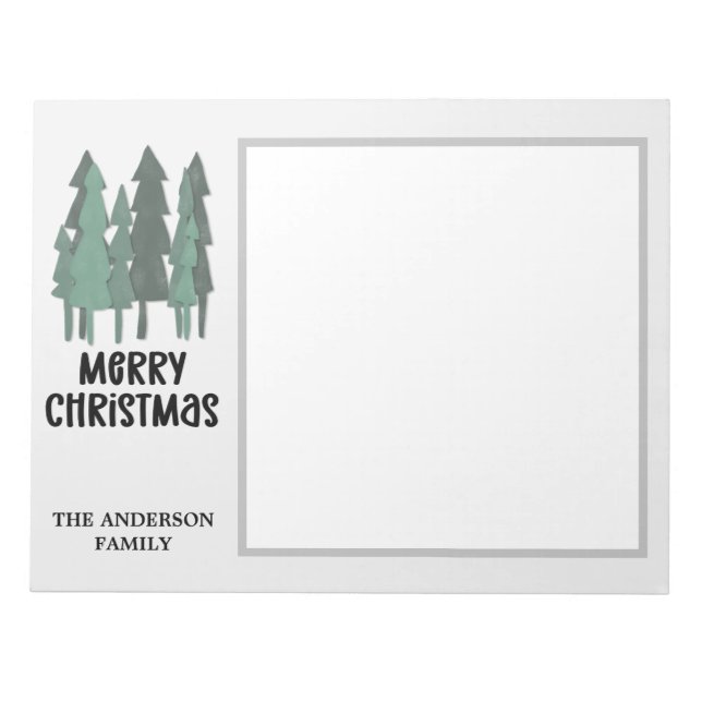 Bloc De Notas Familia personalizado Nombre Árboles de navidad ac (Frente)