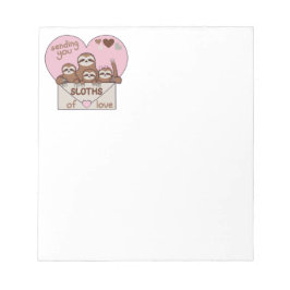 Bloc De Notas Family of Sloths with Envelope, Heart and Text