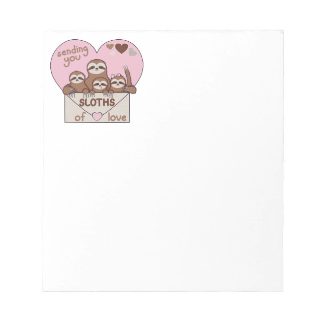 Bloc De Notas Family of Sloths with Envelope, Heart and Text (Frente)