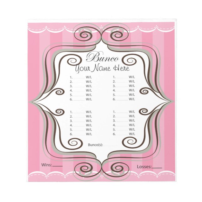 Bloc De Notas Fancy Pink Bunco Sheet (Frente)
