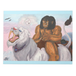 Bloc De Notas Fantasía Ilustracion acuarela Bestia montando tigr