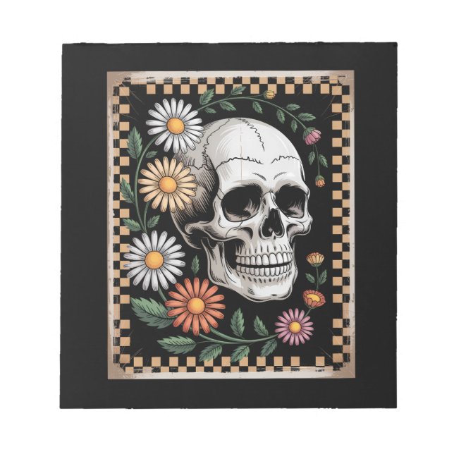 Bloc De Notas Fantasma Floral Otoño Boho Halloween 2 (Frente)