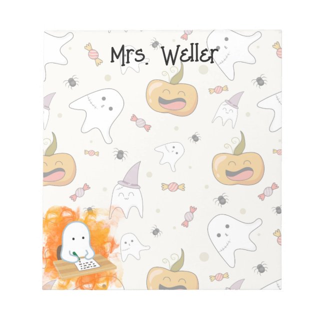 Bloc De Notas Fantasma personalizado con tema de Halloween (Frente)