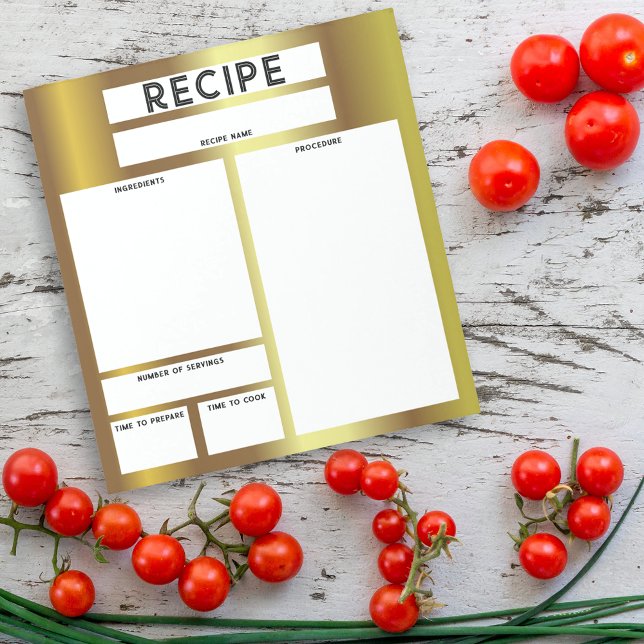Bloc De Notas Faux Gold Metallic Blank Sheet Receta culinaria (Subido por el creador)