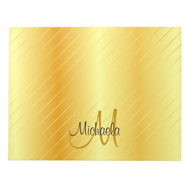 Bloc De Notas Faux Gold Monogrammed Template Modern Elegant (Frente)