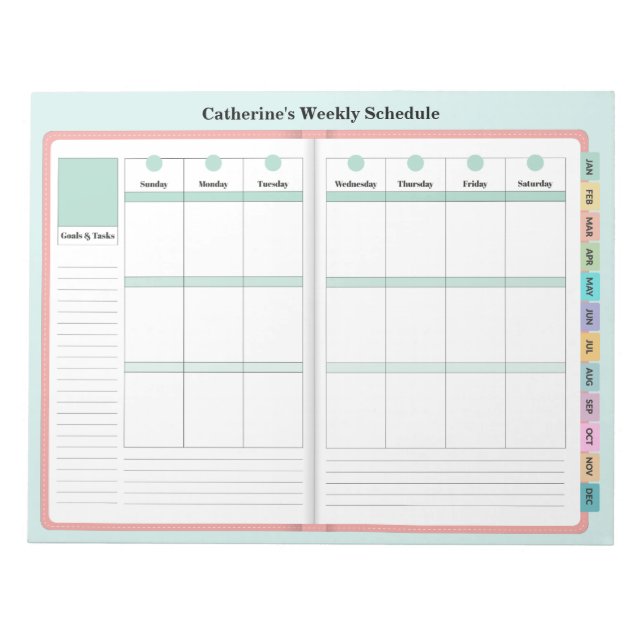 Bloc De Notas Faux Planner - Planes semanales para el inicio del (Frente)