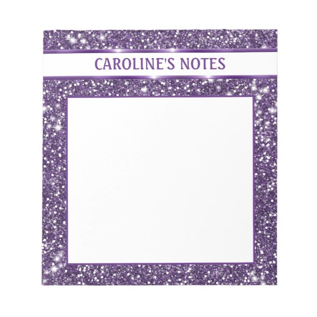 Bloc De Notas Faux Purple Purpurina Textura Aspecto Con Texto Pe (Frente)