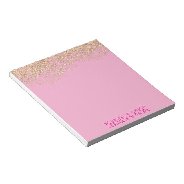 Bloc De Notas Faux Purpurina Girly Pink Sparkle (Lado Derecho)