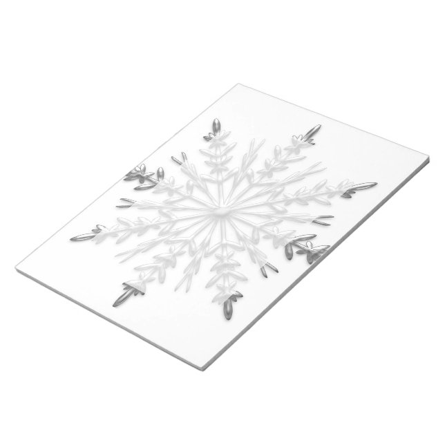Bloc De Notas Faux Silver Metallic Winter Snowflakes (Lado Derecho)