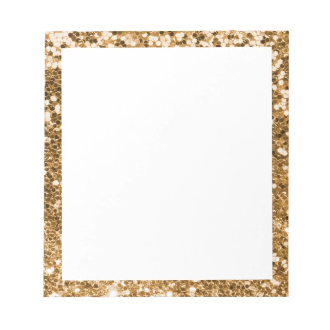 Bloc De Notas Faux Sparkly Gold Purpurina Border White (Frente)