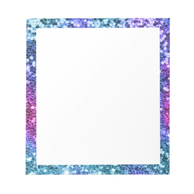 Bloc De Notas Faux Sparkly Mermaid Purpurina Border White (Frente)