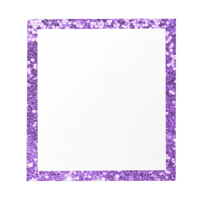Bloc De Notas Faux Sparkly Purple Purpurina Border White (Frente)