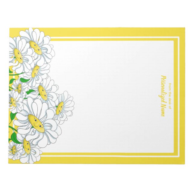 Bloc De Notas Felices Daisies Amarillo-Blanco Sin Línea (Frente)