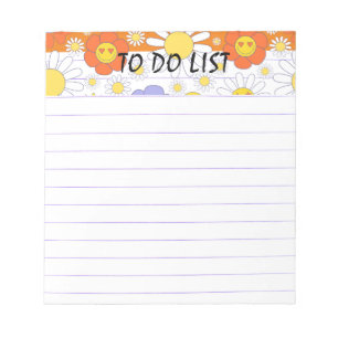 Bloc De Notas Felices Flores Hippies Para Hacer La Lista
