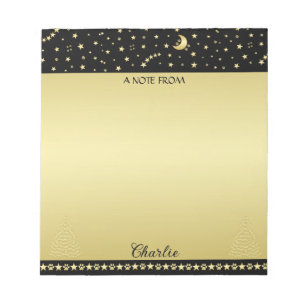 Bloc De Notas Felices Pawlidays, árbol de navidad Gold brillante