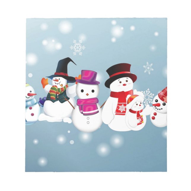 Bloc De Notas Felices vacaciones Snowmen (Frente)