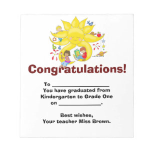 Bloc De Notas ¡Felicidades! Graduación de jardín de infancia