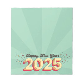 Bloc De Notas Feliz Año Nuevo 2025 vacaciones texto retro divert