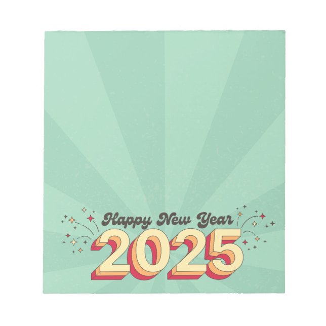 Bloc De Notas Feliz Año Nuevo 2025 vacaciones texto retro divert (Frente)