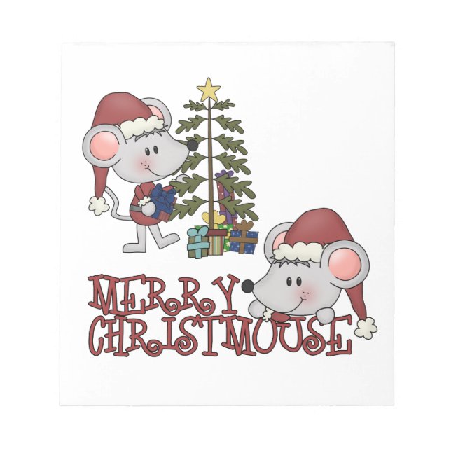 Bloc De Notas Feliz Christmouse con el árbol (Frente)