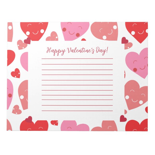 Bloc De Notas Feliz Corazón del Día de San Valentín (Frente)