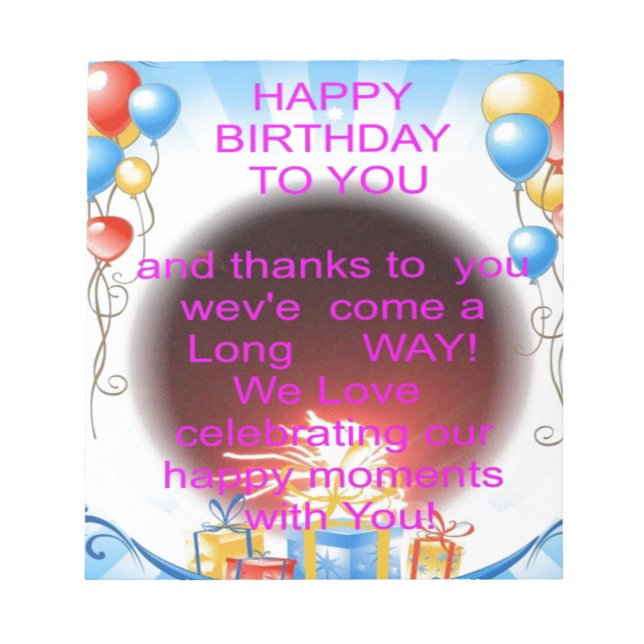 Bloc De Notas Feliz cumpleaños a tu arte Imprimir (Frente)