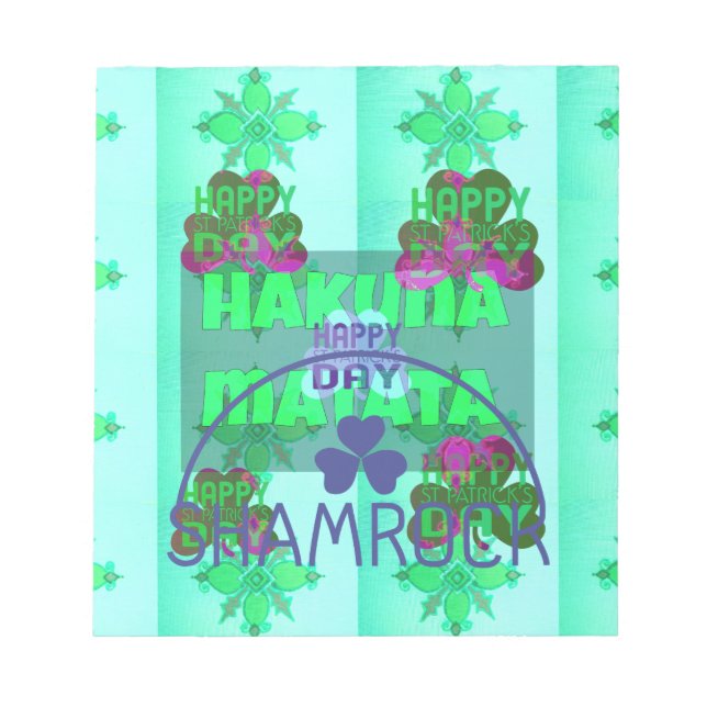 Bloc De Notas Feliz Día de San Patricio Impresión de arte Hakuna (Frente)