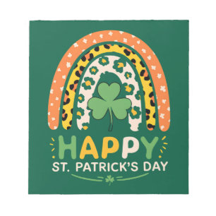 Bloc De Notas Feliz día de San Patricio Lindos Leopardos Arcoíri