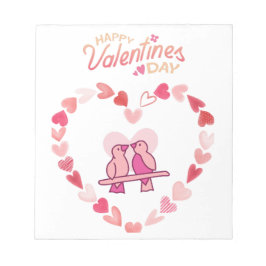 Bloc De Notas Feliz Día de San Valentín Amor Aves Corazón Rosa W