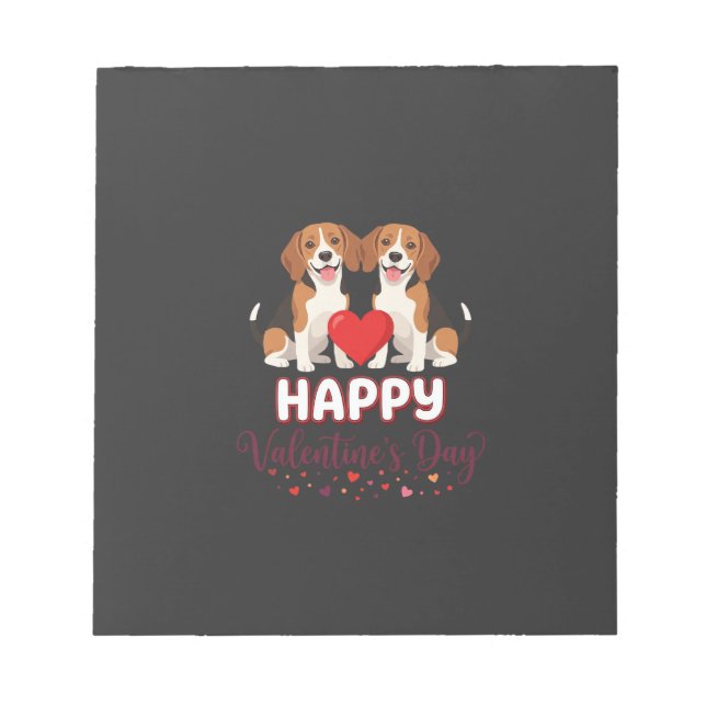 Bloc De Notas Feliz día de San Valentín pareja de Beagle (Frente)