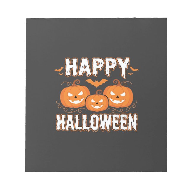 Bloc De Notas Feliz Halloween Calabaza Murciélago Vector (Frente)