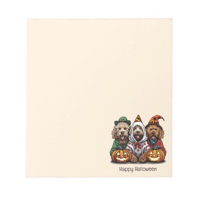 Bloc De Notas Feliz Halloween Goldendoodle Dogs (Frente)