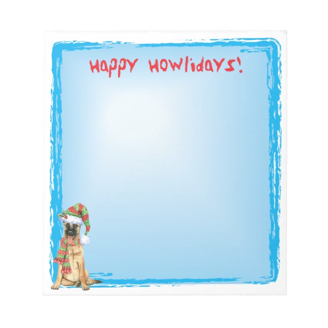Bloc De Notas Feliz Howlidays Belga Malinois (Frente)