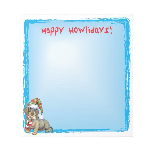 Bloc De Notas Feliz Howlidays Wirehaded Dachshund (Frente)
