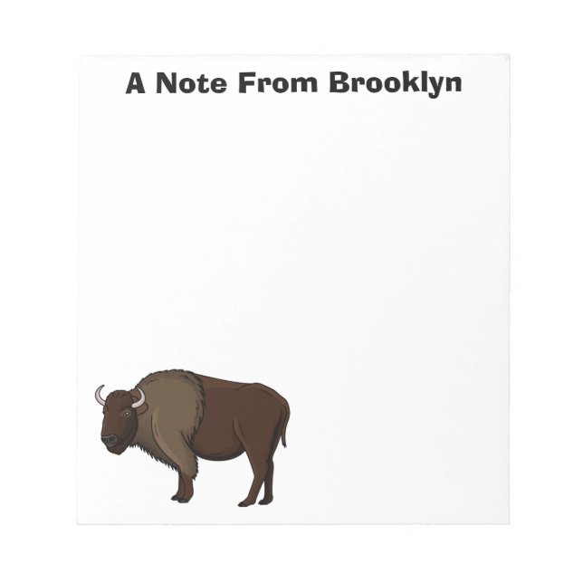 Bloc De Notas Feliz ilustracion de búfalo de bisonte americano (Frente)
