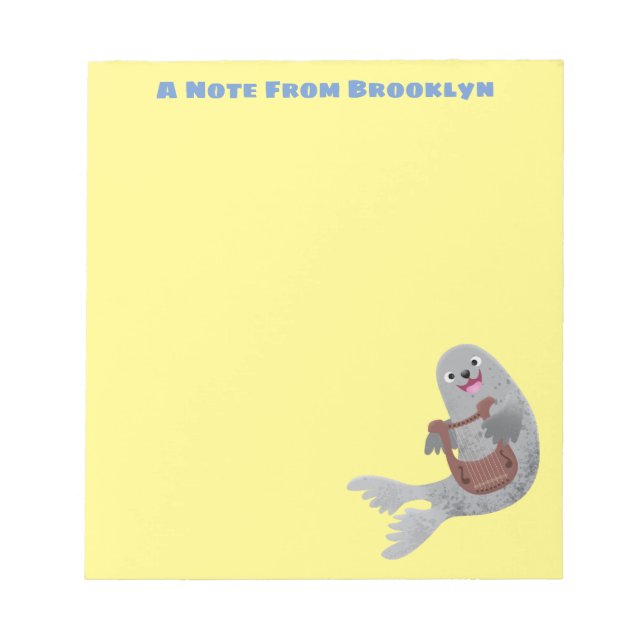 Bloc De Notas Feliz ilustracion de personalizado de foca de arpa (Frente)