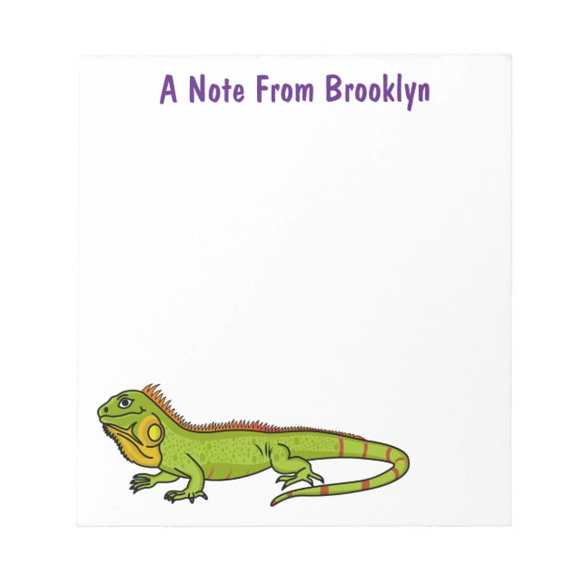 Bloc De Notas Feliz ilustracion personalizado de iguana verde (Frente)