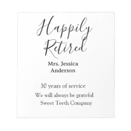 Bloc De Notas Feliz jubilación agregar nombre años de servicio j