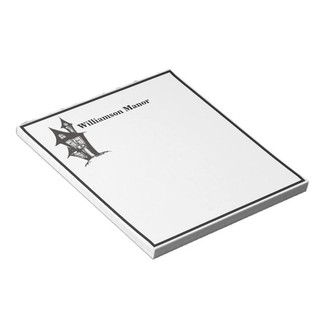 Bloc De Notas Feliz Monograma de Halloween: Memo de la casa embr (Lado Derecho)