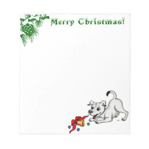 Bloc De Notas ¡Feliz Navidad! Cachorro con Campana y Bola