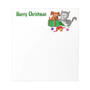 Bloc De Notas Feliz Navidad con gato y pipa