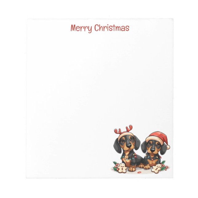 Bloc De Notas Feliz Navidad Dachshund Perros (Frente)