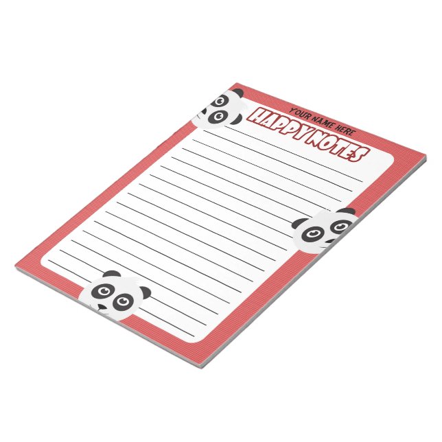 Bloc De Notas Feliz Panda Personalizado Notepad (Lado Derecho)