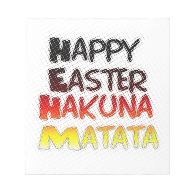 Bloc De Notas Feliz Pascua: Diseño de Arte Textual Hakuna Matata (Frente)