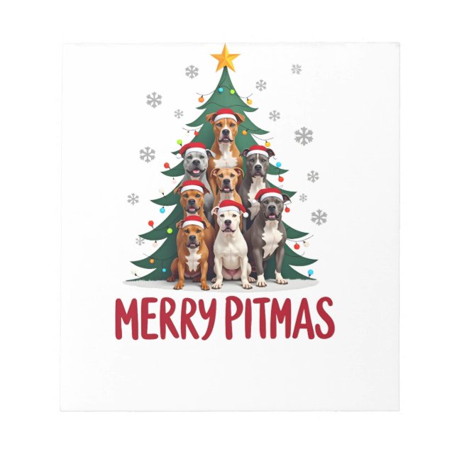 Bloc De Notas Feliz Pitmas Pitbull Perro Suéter Feo De Navidad T (Frente)