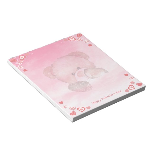 Bloc De Notas Feliz San Valentín lindo Teddy Bear (Lado Derecho)