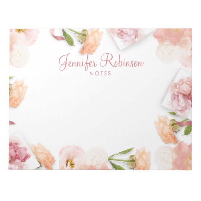 Bloc De Notas Feminine Blush Pink Floral Bouquet Frame (Frente)