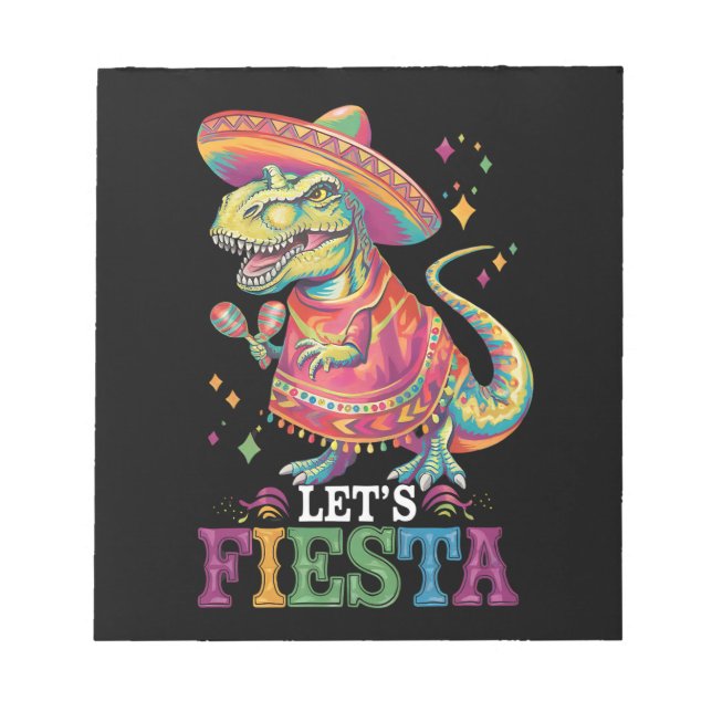 Bloc De Notas Festejemos el Cinco De Mayo T Rex Dinosaurio (Frente)